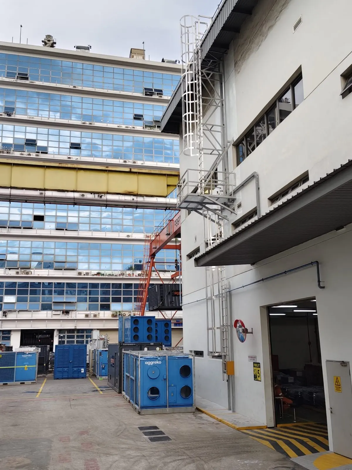 Buroh Street cat ladder installation with mid landing and safety cage